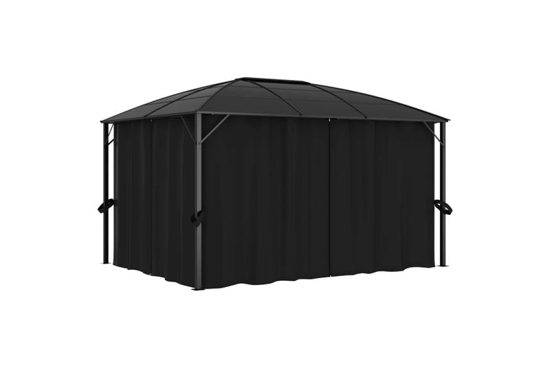 Pavillon med Gardiner 400x300x265 cm Antracitgrå - Grå - Havemøbler - Solafskærmning - Havepavilloner - Komplet pavillon