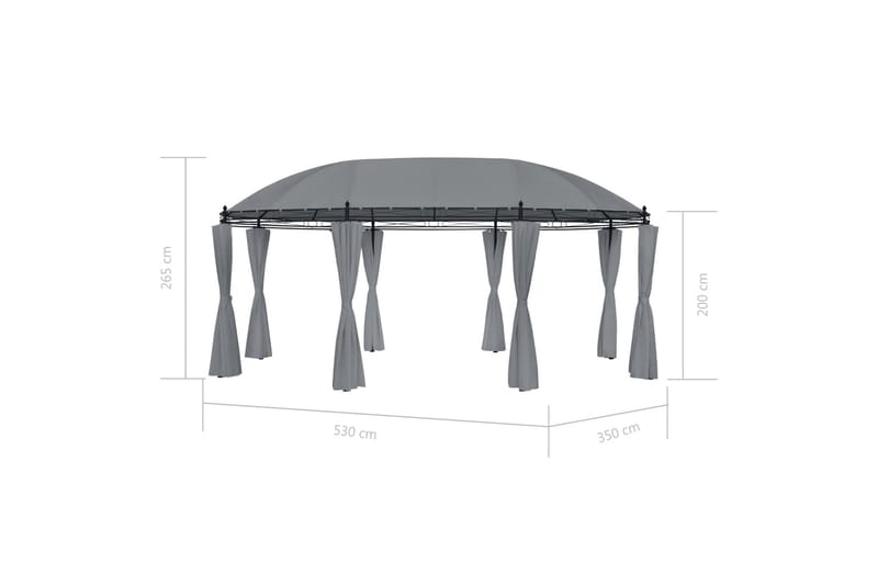 Pavillon Med Gardiner 530X350X265 cm Antracitgrå - Komplet pavillon