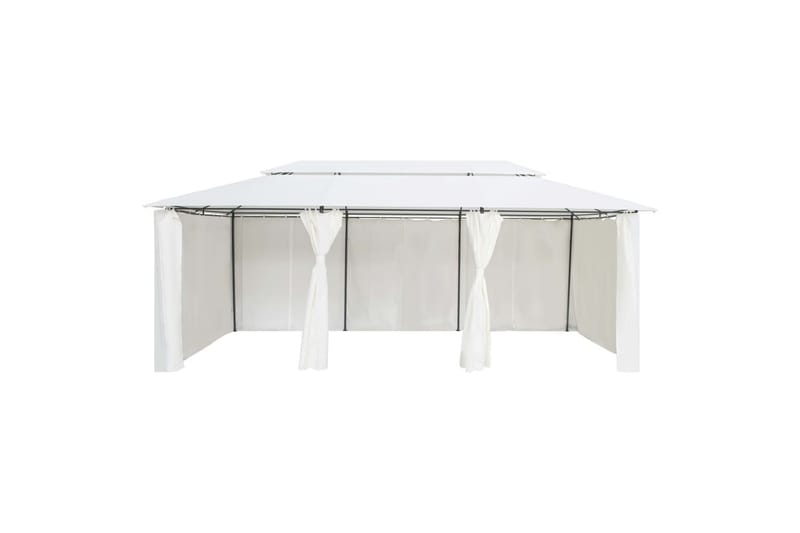 Pavillon Med Gardiner 600x298x270 cm 180G/M² Hvid - Havemøbler - Solafskærmning - Havepavilloner - Komplet pavillon