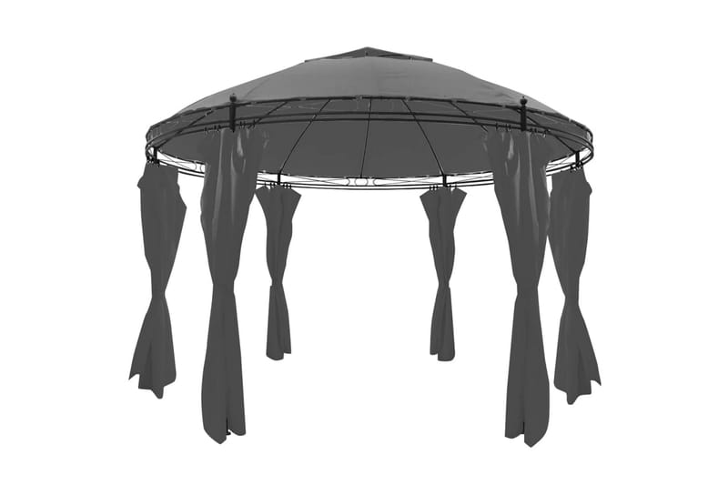 pavillon med gardiner rund 3,5 x 2,7 cm antracitgrå - Havemøbler - Solafskærmning - Havepavilloner - Komplet pavillon