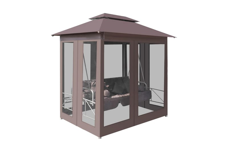 Pavillon Med Gyngestol Brun - Brun - Havemøbler - Solafskærmning - Havepavilloner - Komplet pavillon