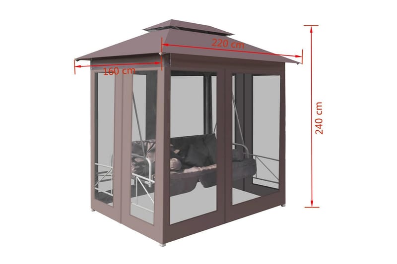 Pavillon Med Gyngestol Brun - Brun - Havemøbler - Solafskærmning - Havepavilloner - Komplet pavillon
