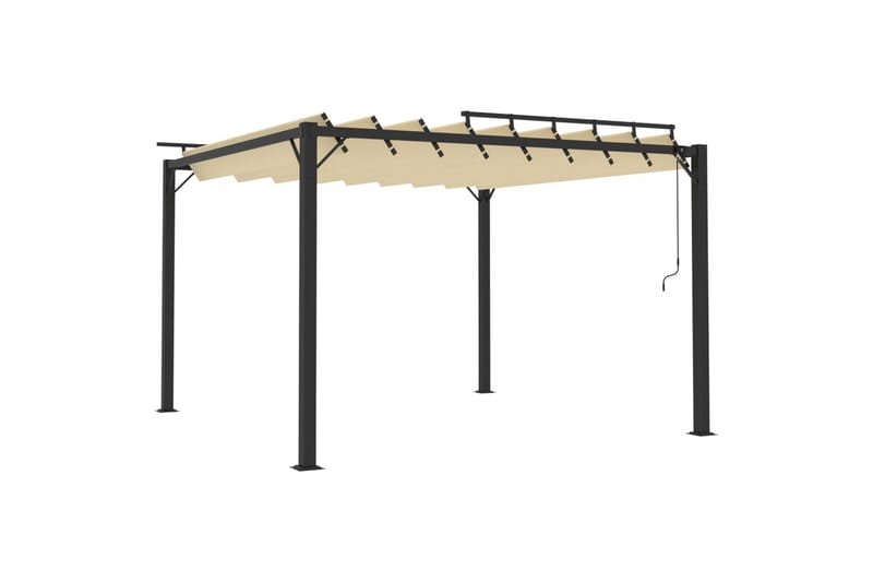 pavillon med lameltag 3x3 m aluminium og stof cremefarvet - Creme - Havemøbler - Solafskærmning - Havepavilloner - Komplet pavillon