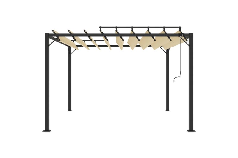 pavillon med lameltag 3x3 m aluminium og stof cremefarvet - Creme - Havemøbler - Solafskærmning - Havepavilloner - Komplet pavillon