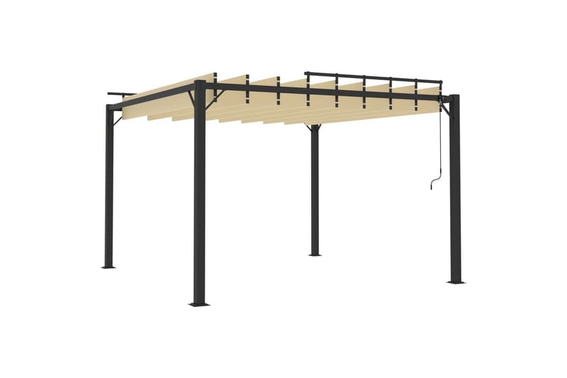 pavillon med lameltag 3x3 m aluminium og stof cremefarvet - Creme - Havemøbler - Solafskærmning - Havepavilloner - Komplet pavillon