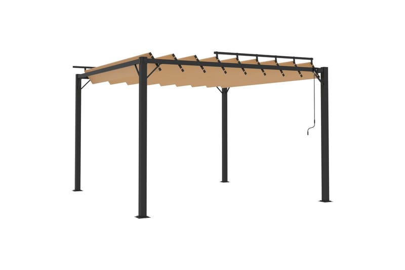 pavillon med lameltag 3x3 m aluminium og stof gråbrun - Gråbrun - Havemøbler - Solafskærmning - Havepavilloner - Komplet pavillon