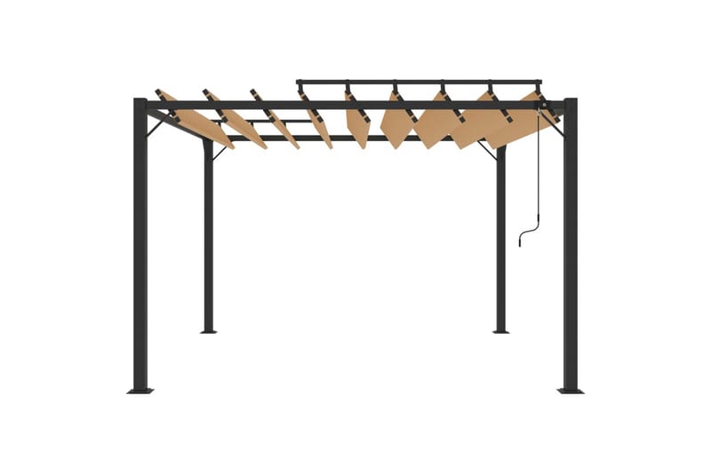 pavillon med lameltag 3x3 m aluminium og stof gråbrun - Gråbrun - Havemøbler - Solafskærmning - Havepavilloner - Komplet pavillon