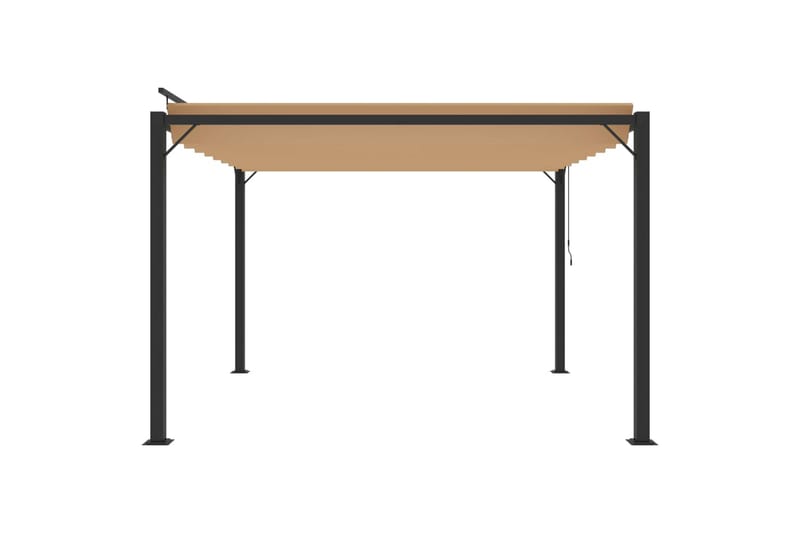 pavillon med lameltag 3x3 m aluminium og stof gråbrun - Gråbrun - Havemøbler - Solafskærmning - Havepavilloner - Komplet pavillon