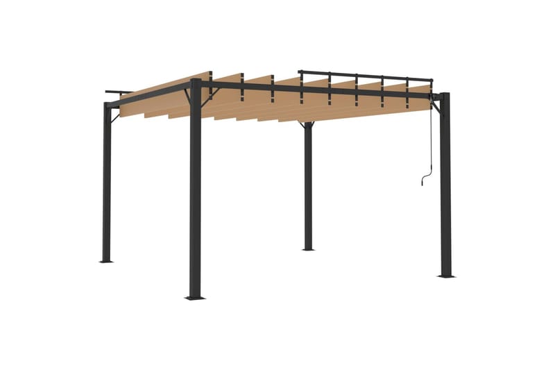 pavillon med lameltag 3x3 m aluminium og stof gråbrun - Gråbrun - Havemøbler - Solafskærmning - Havepavilloner - Komplet pavillon