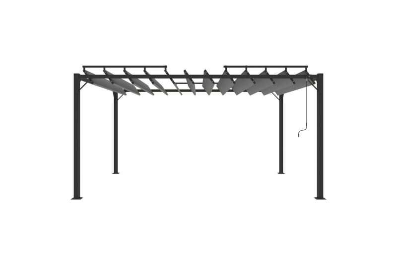 pavillon med lameltag 3x4 m aluminium og stof antracitgrå - Antracit - Havemøbler - Solafskærmning - Havepavilloner - Komplet pavillon