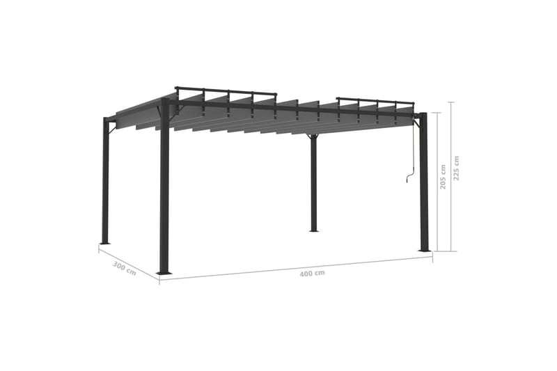 pavillon med lameltag 3x4 m aluminium og stof antracitgrå - Antracit - Komplet pavillon