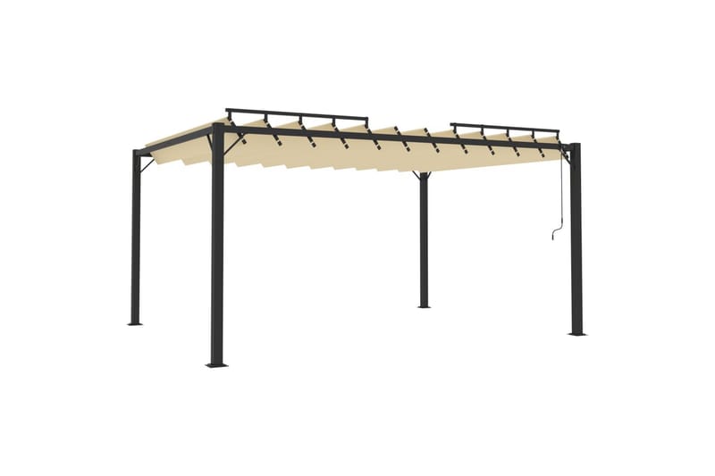 pavillon med lameltag 3x4 m aluminium og stof cremefarvet - Creme - Havemøbler - Solafskærmning - Havepavilloner - Komplet pavillon