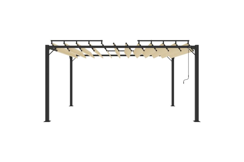 pavillon med lameltag 3x4 m aluminium og stof cremefarvet - Creme - Havemøbler - Solafskærmning - Havepavilloner - Komplet pavillon