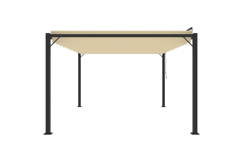 pavillon med lameltag 3x4 m aluminium og stof cremefarvet - Creme - Havemøbler - Solafskærmning - Havepavilloner - Komplet pavillon
