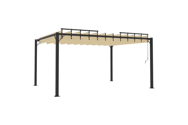 pavillon med lameltag 3x4 m aluminium og stof cremefarvet - Creme - Havemøbler - Solafskærmning - Havepavilloner - Komplet pavillon