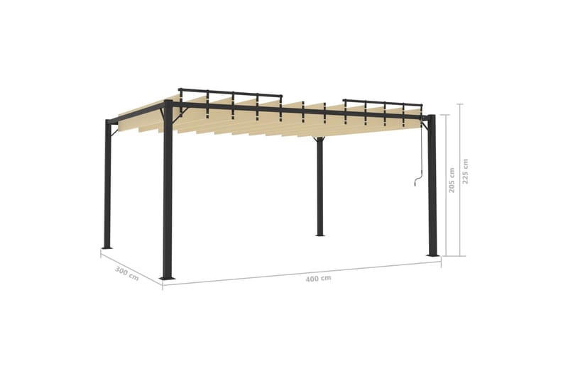 pavillon med lameltag 3x4 m aluminium og stof cremefarvet - Creme - Havemøbler - Solafskærmning - Havepavilloner - Komplet pavillon