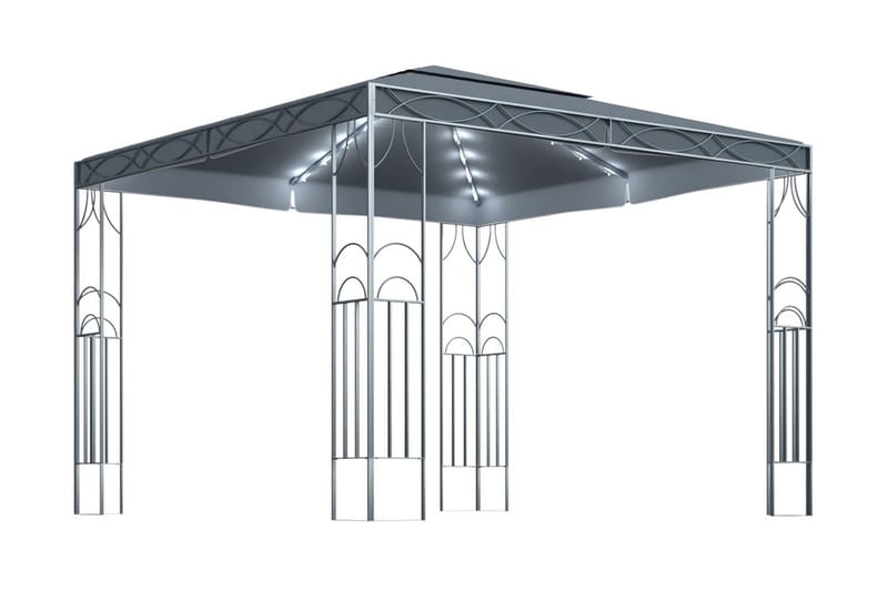 pavillon med lyskæder 300x300 cm antracitgrå - Antracit - Komplet pavillon