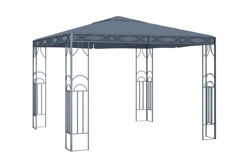 pavillon med lyskæder 300x300 cm antracitgrå - Antracit - Komplet pavillon