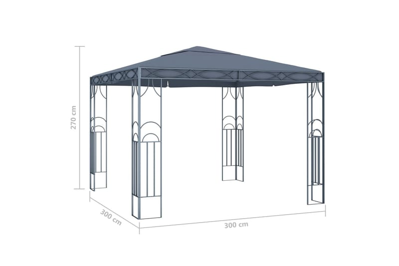 pavillon med lyskæder 300x300 cm antracitgrå - Antracit - Komplet pavillon