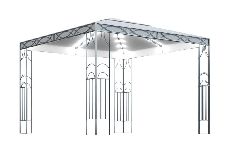 pavillon med lyskæder 300x300 cm cremefarvet - Creme - Komplet pavillon