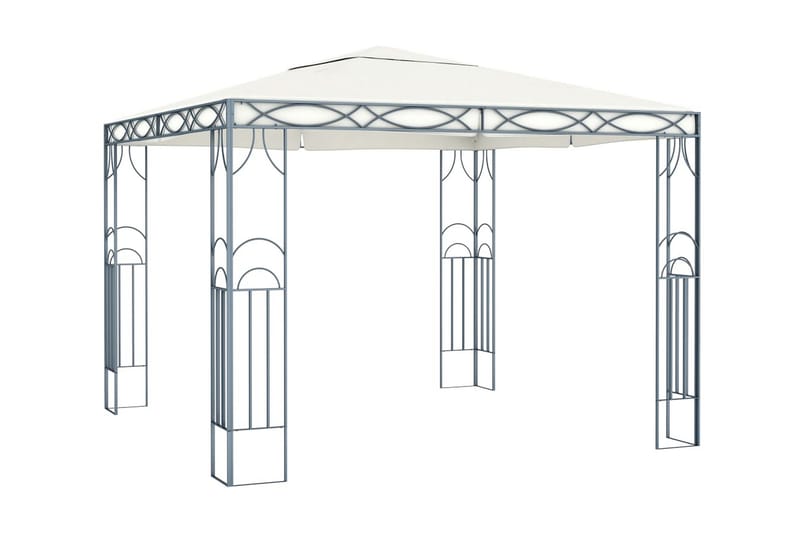 pavillon med lyskæder 300x300 cm cremefarvet - Creme - Havemøbler - Solafskærmning - Havepavilloner - Komplet pavillon