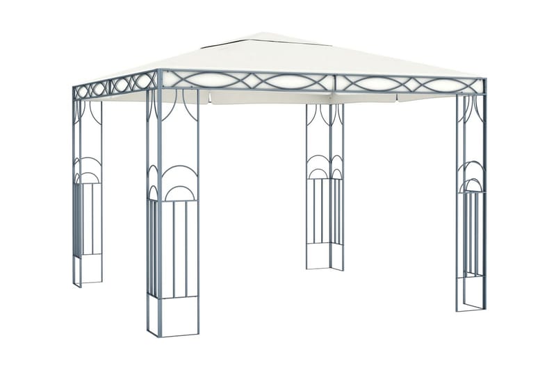 pavillon med lyskæder 300x300 cm cremefarvet - Creme - Komplet pavillon