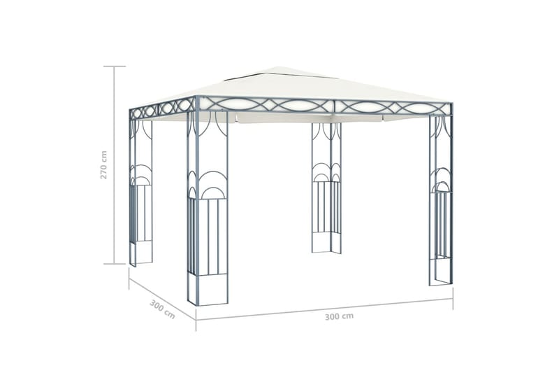 pavillon med lyskæder 300x300 cm cremefarvet - Creme - Havemøbler - Solafskærmning - Havepavilloner - Komplet pavillon