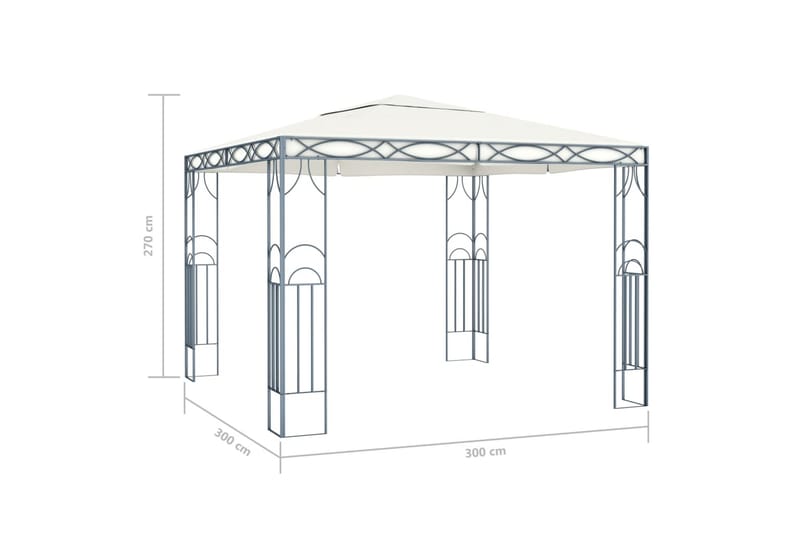 pavillon med lyskæder 300x300 cm cremefarvet - Creme - Komplet pavillon