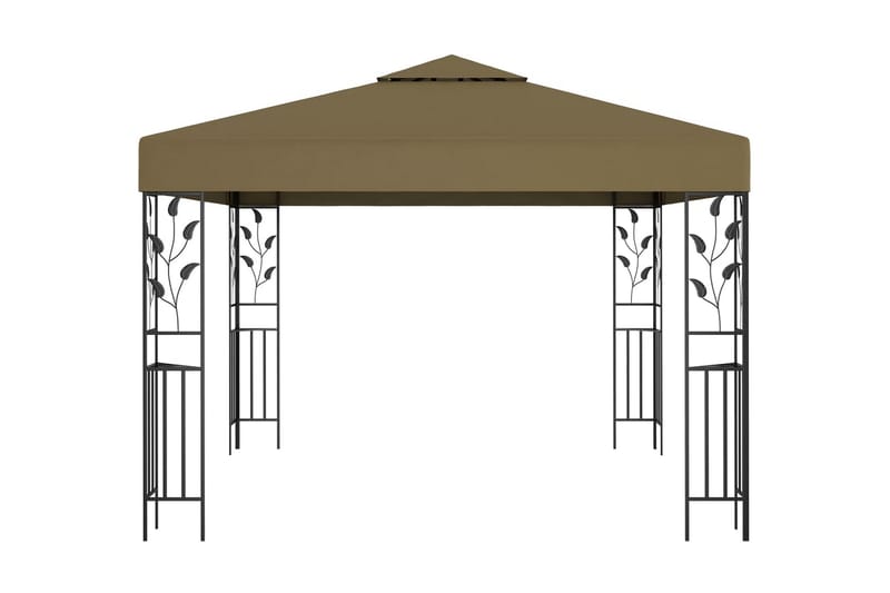 pavillon med lyskæder 3x3 m 180 g/m² gråbrun - Gråbrun - Havemøbler - Solafskærmning - Havepavilloner - Komplet pavillon