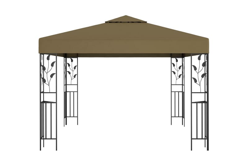 pavillon med lyskæder 3x3 m 180 g/m² gråbrun - Gråbrun - Komplet pavillon