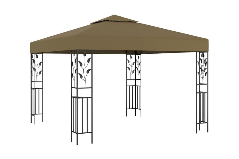 pavillon med lyskæder 3x3 m 180 g/m² gråbrun - Gråbrun - Havemøbler - Solafskærmning - Havepavilloner - Komplet pavillon