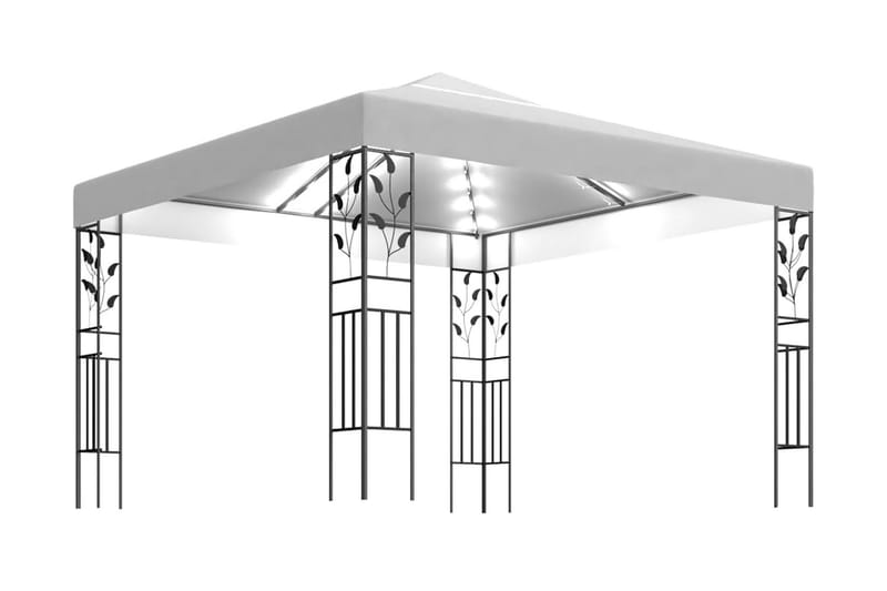 pavillon med lyskæder 3x3 m 180 g/m² hvid - Hvid - Havemøbler - Solafskærmning - Havepavilloner - Komplet pavillon