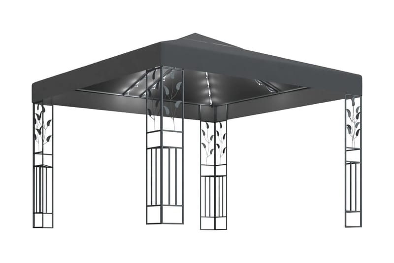 pavillon med lyskæder 3x3 m antracitgrå - Antracit - Havemøbler - Solafskærmning - Havepavilloner - Komplet pavillon