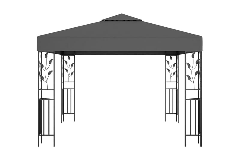 pavillon med lyskæder 3x3 m antracitgrå - Antracit - Komplet pavillon