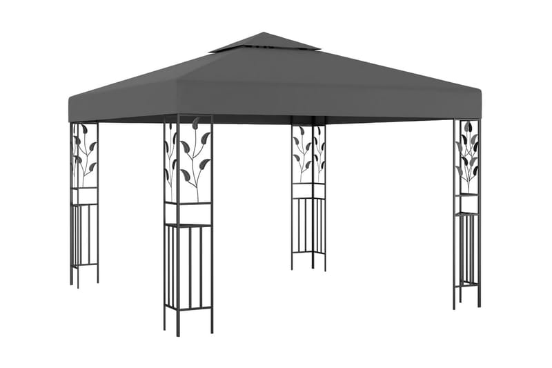 pavillon med lyskæder 3x3 m antracitgrå - Antracit - Havemøbler - Solafskærmning - Havepavilloner - Komplet pavillon