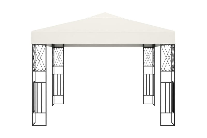 pavillon med lyskæder 3x3 m stof cremefarvet - Creme - Komplet pavillon