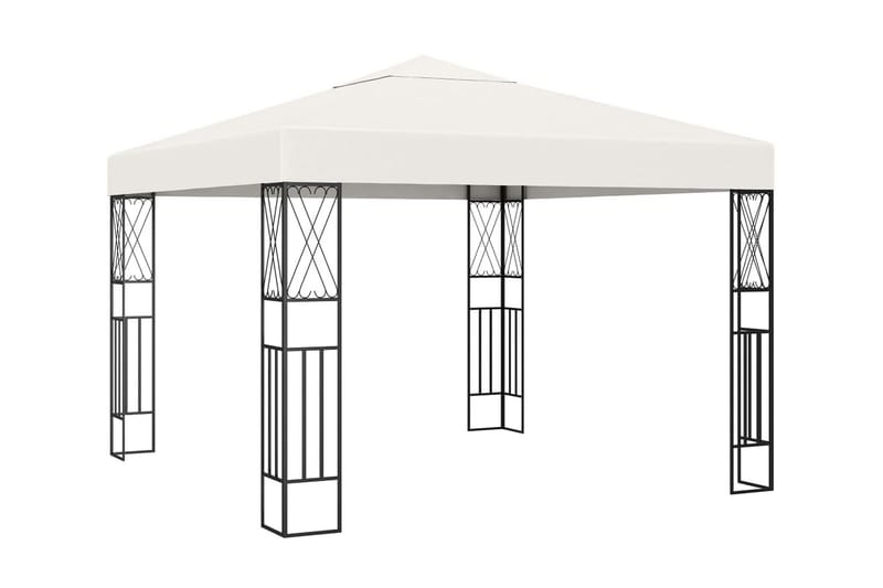 pavillon med lyskæder 3x3 m stof cremefarvet - Creme - Havemøbler - Solafskærmning - Havepavilloner - Komplet pavillon