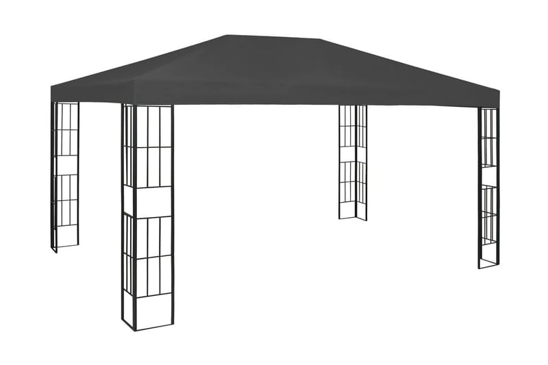 pavillon med lyskæder 3x4 m antracitgrå - Antracit - Komplet pavillon