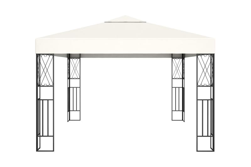 pavillon med lyskæder 3x4 m stof cremefarvet - Creme - Komplet pavillon