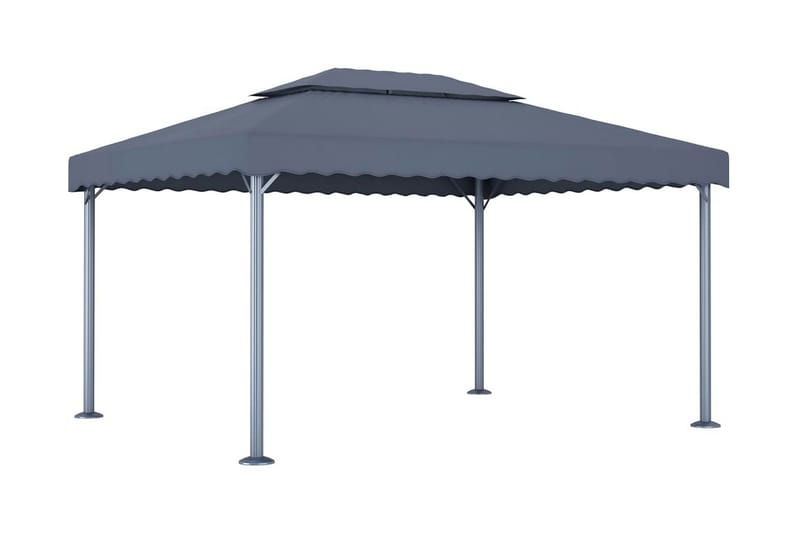 pavillon med lyskæder 400x300 cm aluminium antracitgrå - Antracit - Havemøbler - Solafskærmning - Havepavilloner - Komplet pavillon
