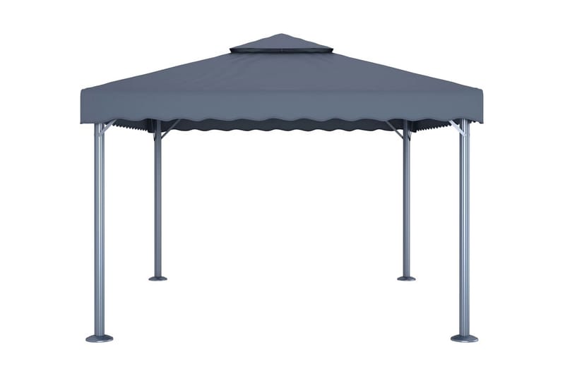 pavillon med lyskæder 400x300 cm aluminium antracitgrå - Antracit - Havemøbler - Solafskærmning - Havepavilloner - Komplet pavillon