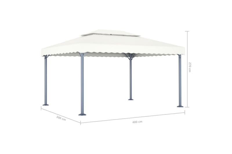 pavillon med lyskæder 400x300 cm aluminium cremefarvet - Creme - Havemøbler - Solafskærmning - Havepavilloner - Komplet pavillon