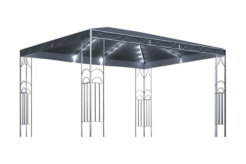 pavillon med lyskæder 400x300 cm antracitgrå - Antracit - Havemøbler - Solafskærmning - Havepavilloner - Komplet pavillon