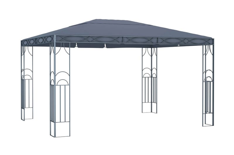 pavillon med lyskæder 400x300 cm antracitgrå - Antracit - Havemøbler - Solafskærmning - Havepavilloner - Komplet pavillon