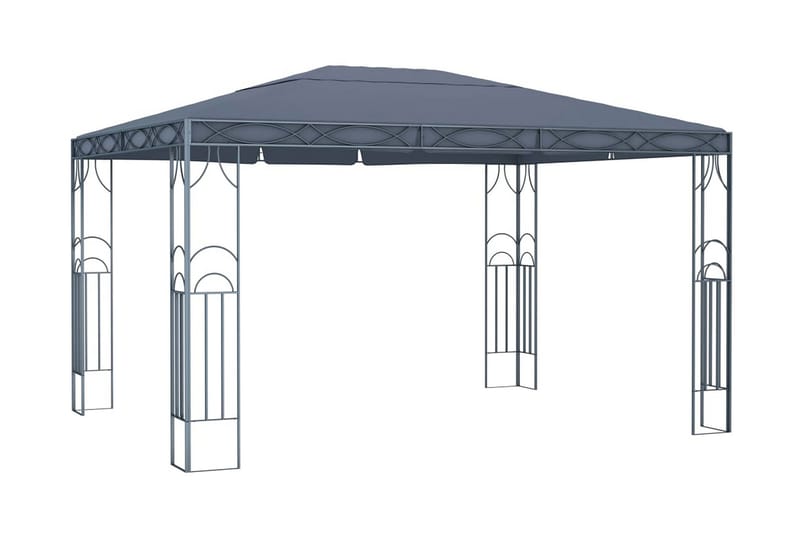 pavillon med lyskæder 400x300 cm antracitgrå - Antracit - Komplet pavillon