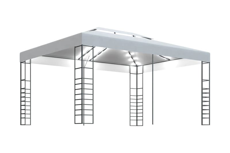 pavillon med lyskæder 4x3x2,7 m hvid - Hvid - Komplet pavillon