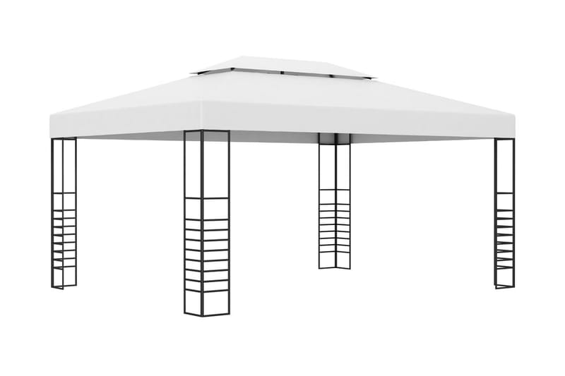 pavillon med lyskæder 4x3x2,7 m hvid - Hvid - Komplet pavillon