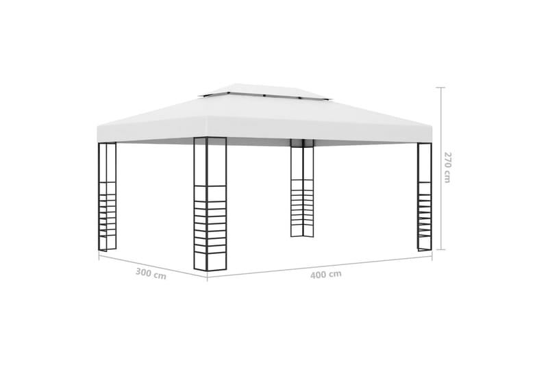 pavillon med lyskæder 4x3x2,7 m hvid - Hvid - Havemøbler - Solafskærmning - Havepavilloner - Komplet pavillon