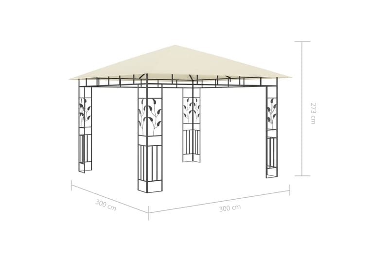 Pavillon Med Myggenet 3X3X2,73 M 180 G/M² Cremefarvet - Komplet pavillon