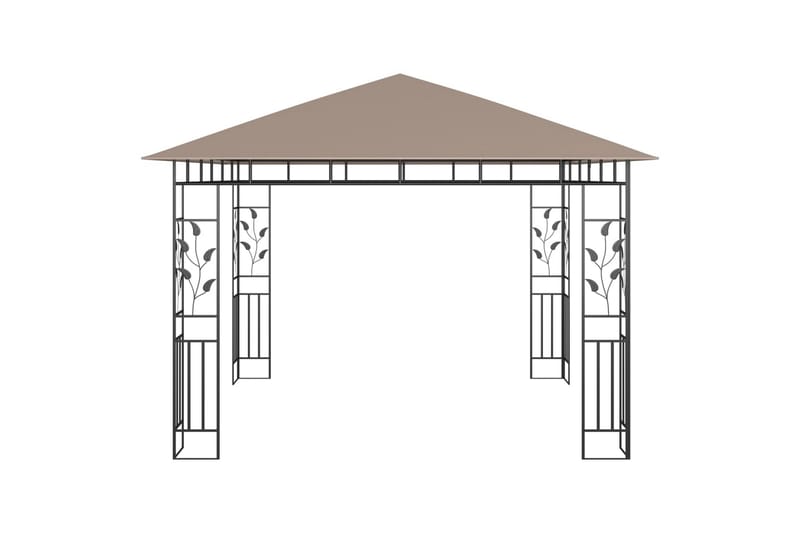 pavillon med myggenet 3x3x2,73 m 180 g/m² gråbrun - Gråbrun - Havemøbler - Solafskærmning - Havepavilloner - Komplet pavillon